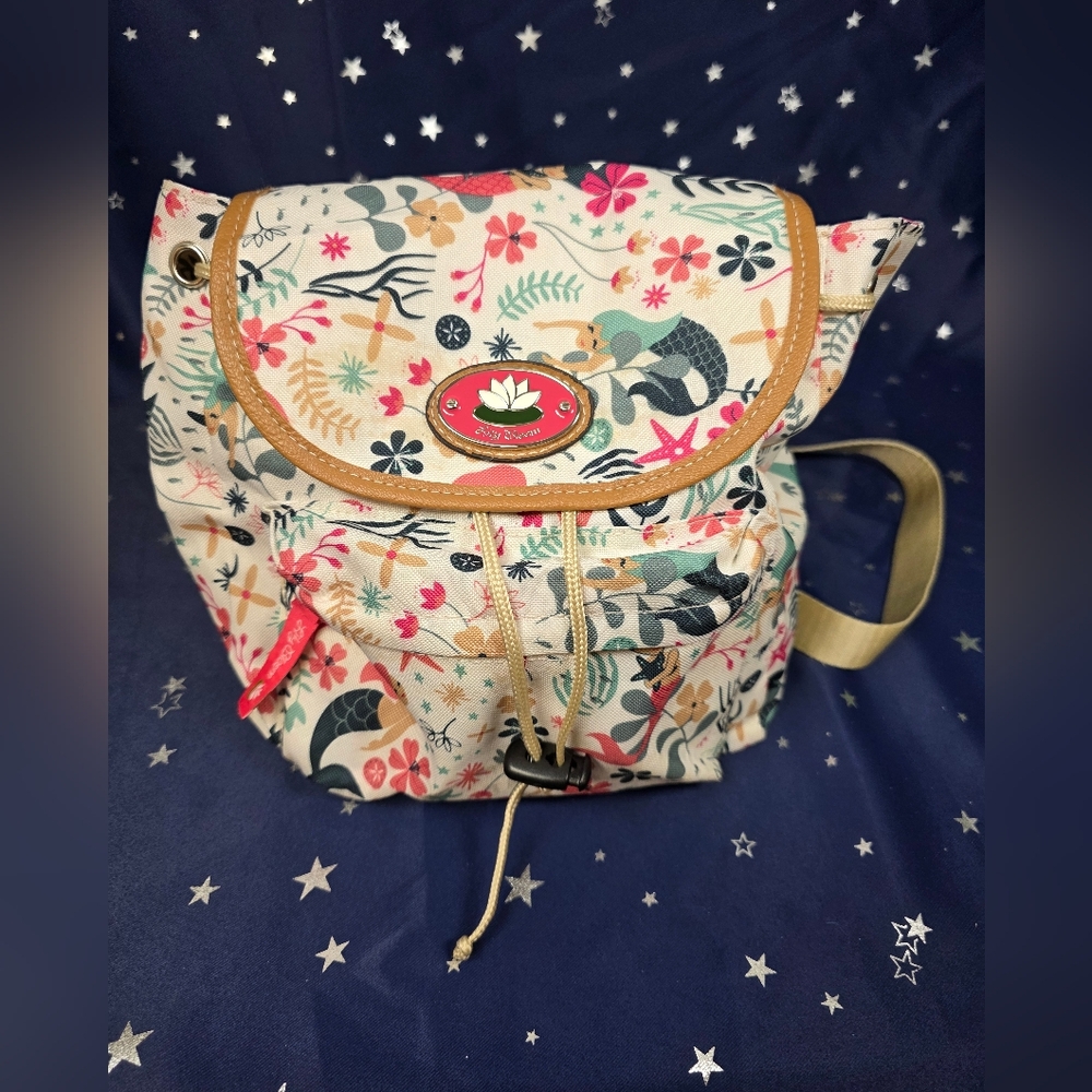 Lily Bloom Mini Backpack Mermaid Print – Eco Canvas, Cute & Compact